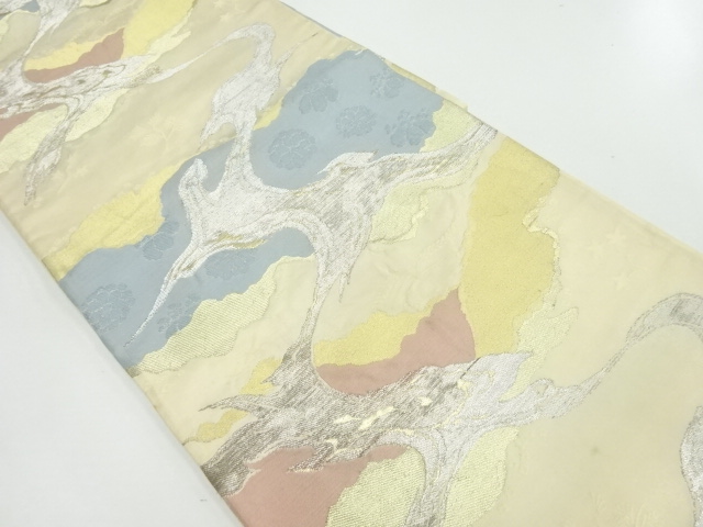 JAPANESE KIMONO / ANTIQUE FUKURO OBI / SILK / WOVEN ABSTRACT PATTERN